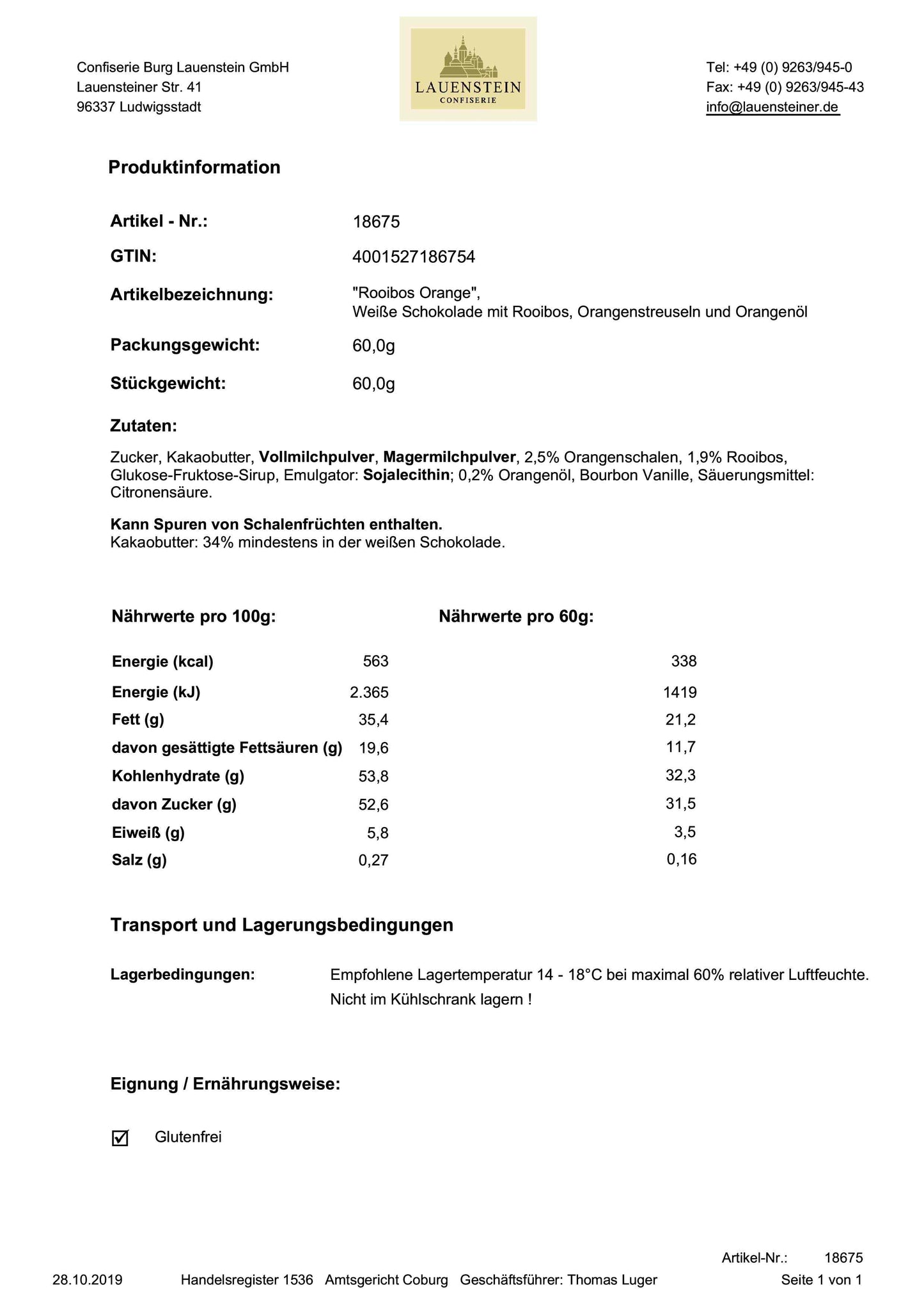 Teeschokolade Rooibos Orange - Tee-hoch-n Teefachgeschäft Online-Shop