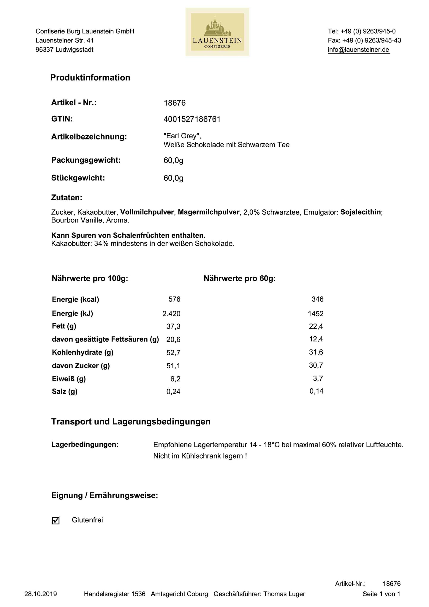 Teeschokolade Earl Grey - Tee-hoch-n Teefachgeschäft Online-Shop