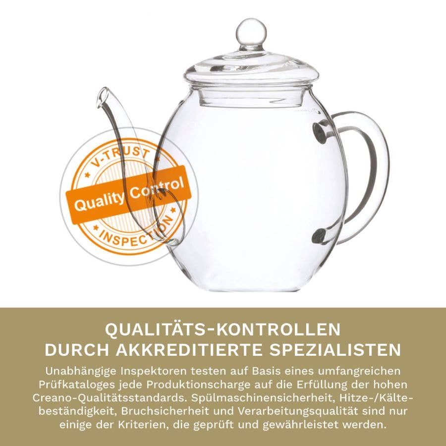 Creano Teekanne aus Glas mit Deckel für 500ml Tee aus Teeblu - Tee-hoch-n Teefachgeschäft Online-Shop