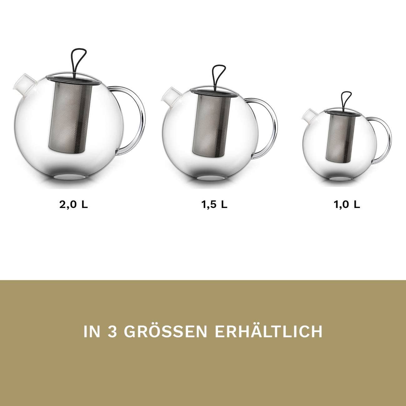 Teekanne Jumbo 2,0l mit Metall-Sieb - Tee-hoch-n Teefachgeschäft Online-Shop