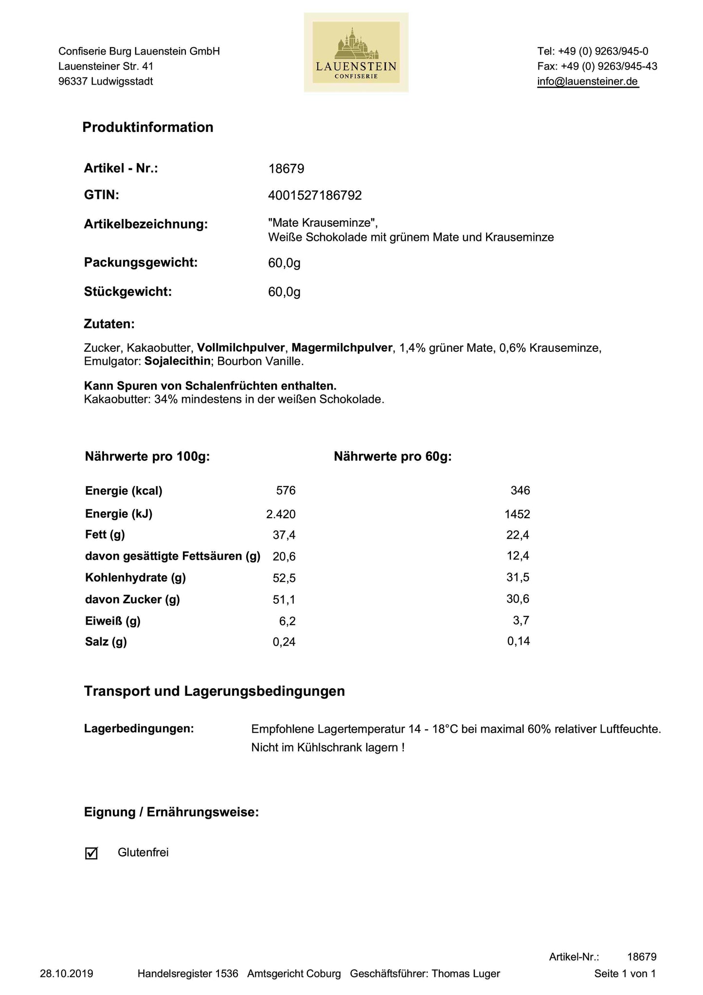 Teeschokolade Mate-Krauseminze