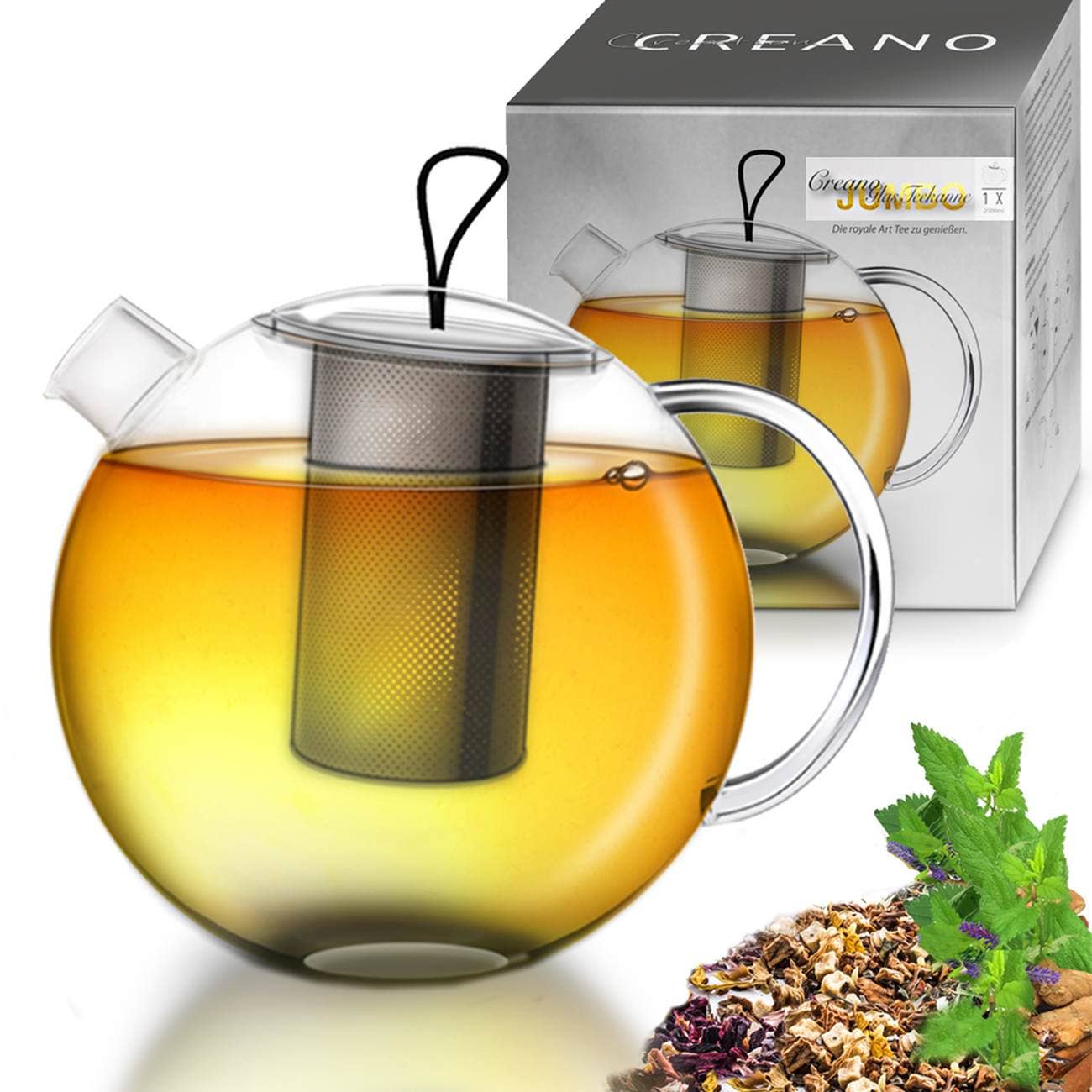 Teekanne Jumbo 2,0l mit Metall-Sieb - Tee-hoch-n Teefachgeschäft Online-Shop