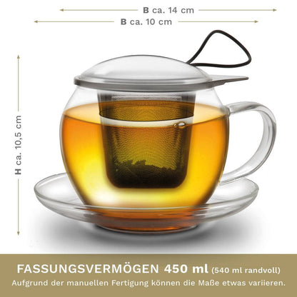 Jumbo-Tasse 450ml mit Sieb - Tee-hoch-n Teefachgeschäft Online-Shop