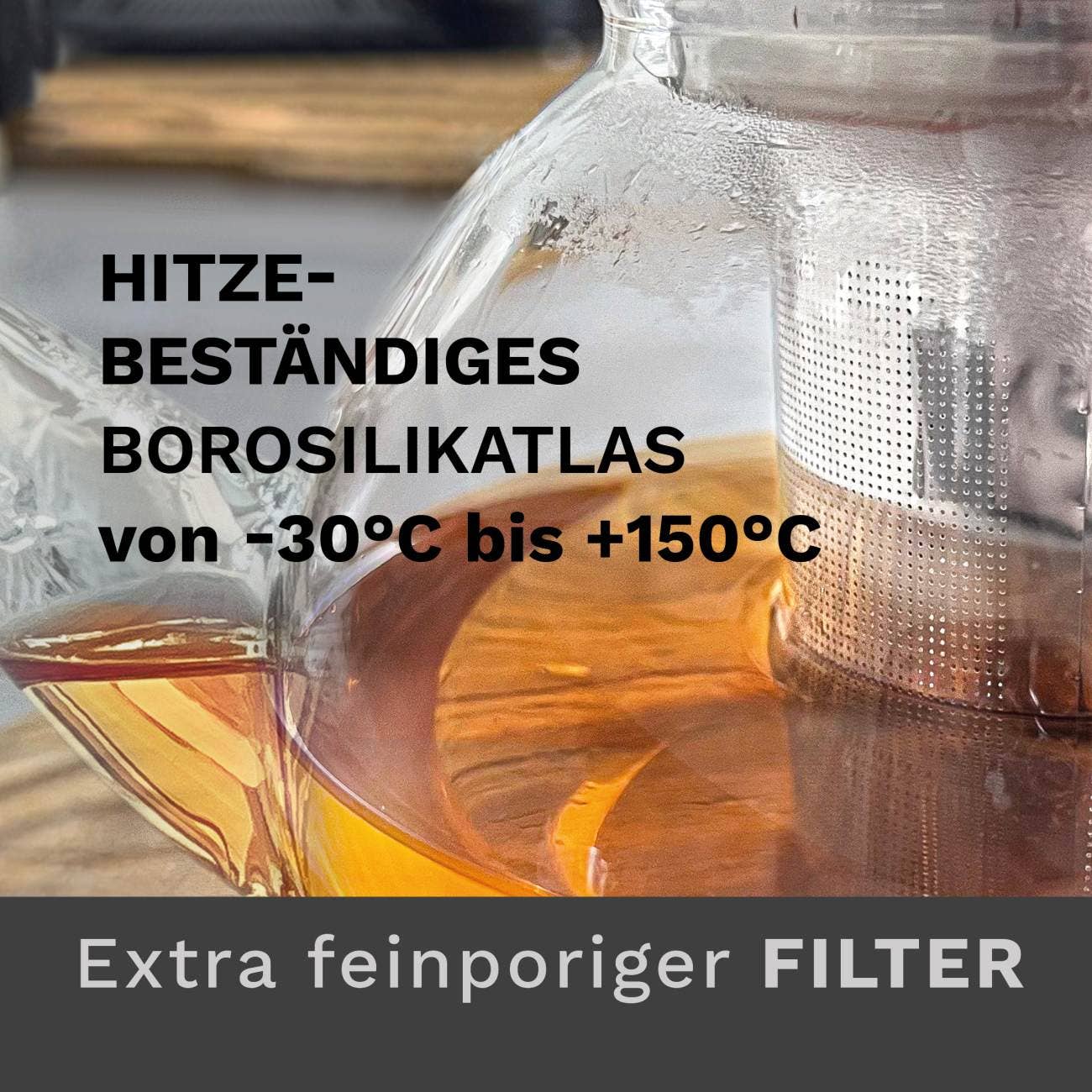 Glas Teekanne flach; 1,6 Liter - Tee-hoch-n Teefachgeschäft Online-Shop
