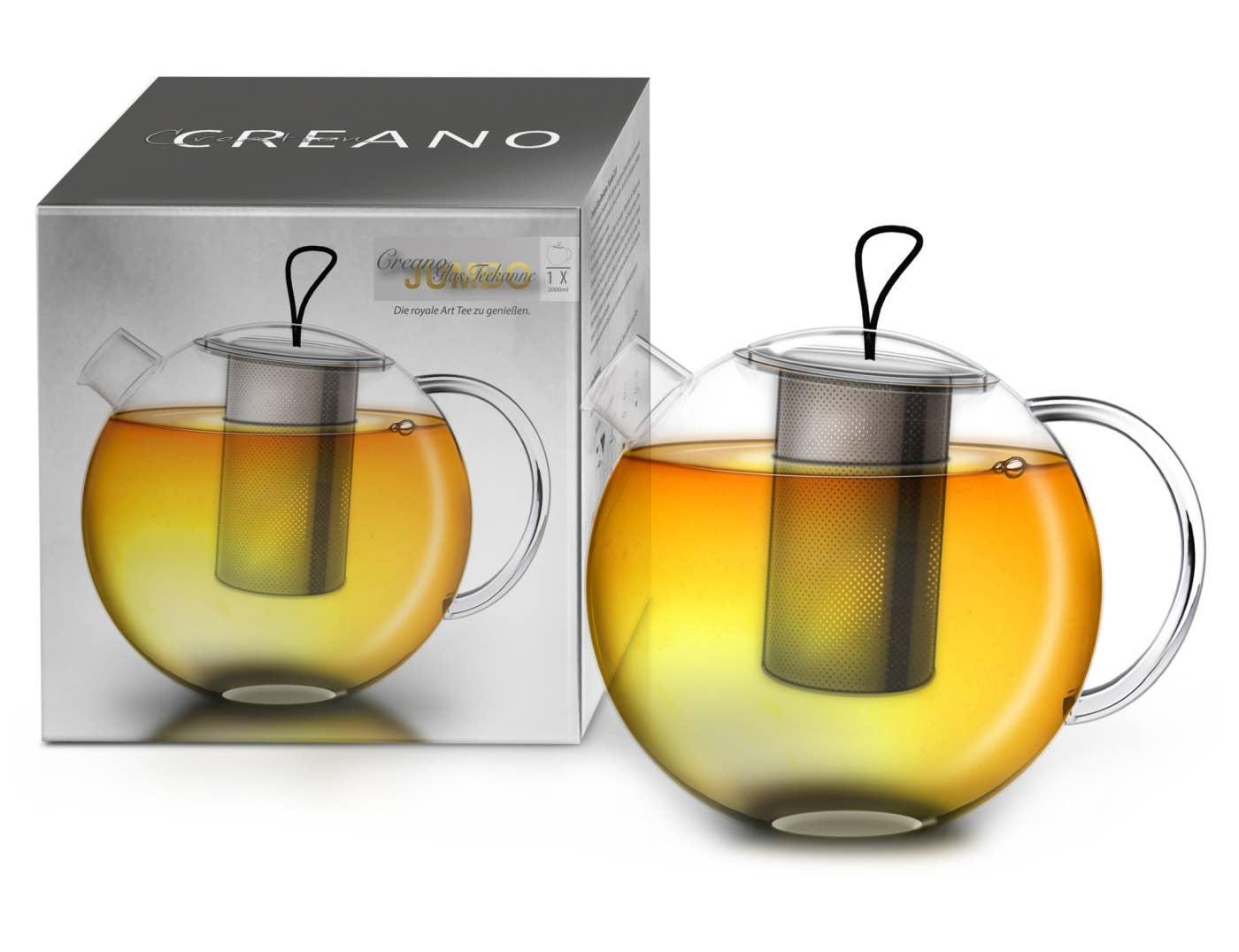 Teekanne Jumbo 2,0l mit Metall-Sieb - Tee-hoch-n Teefachgeschäft Online-Shop