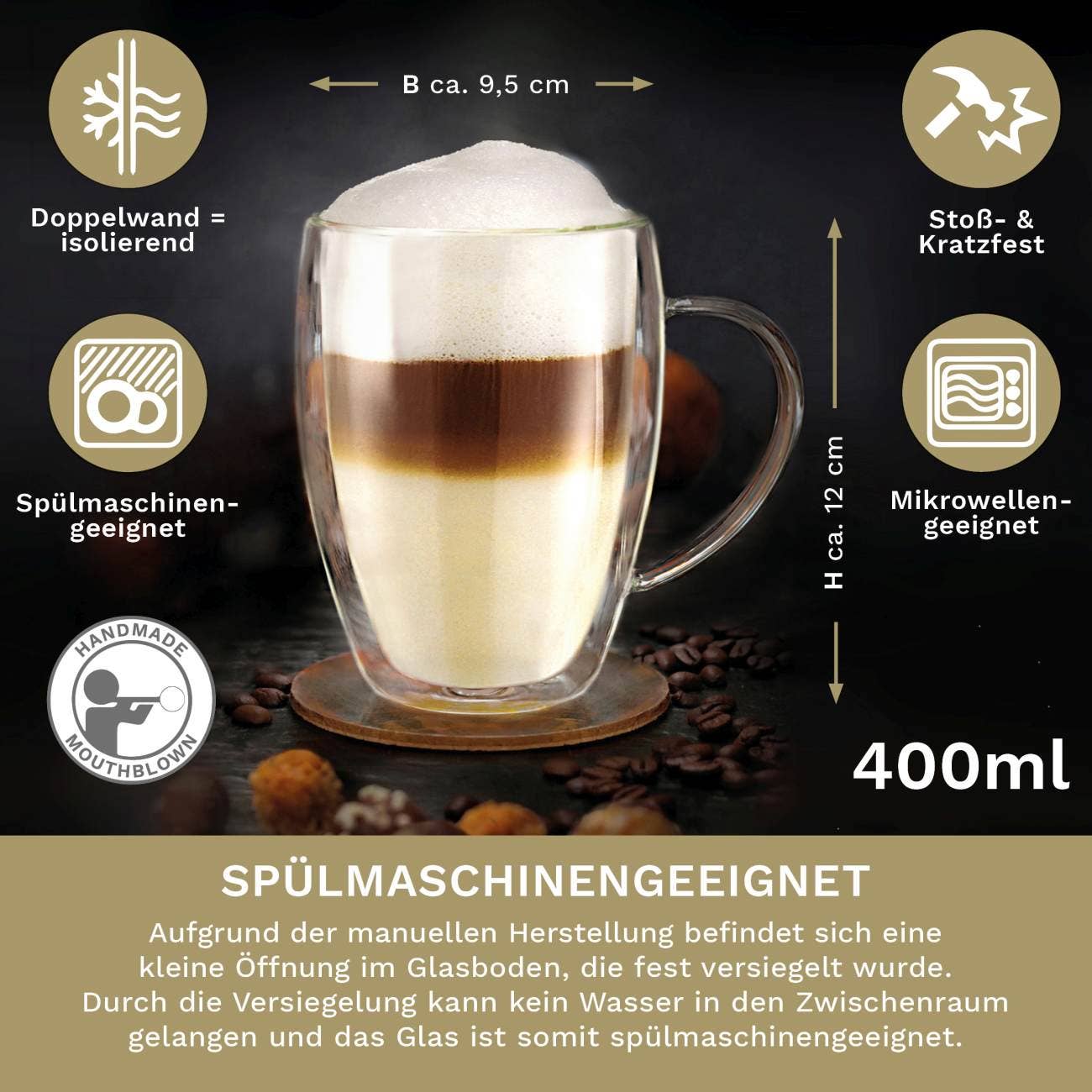 Doppelwandiges Thermoglas dg-hh 400ml; 6er-Set - Tee-hoch-n Teefachgeschäft Online-Shop