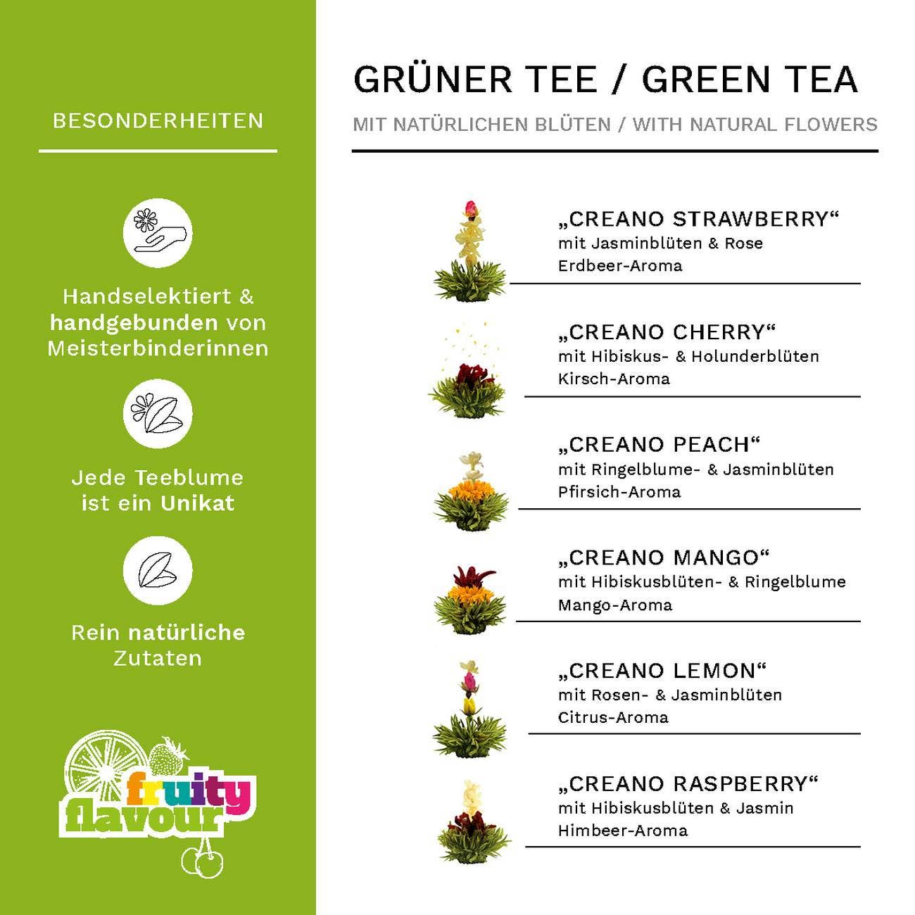 Creano Teeblumen Mix  Erblühtee Fruity Flavor zum Probieren - Tee-hoch-n Teefachgeschäft Online-Shop