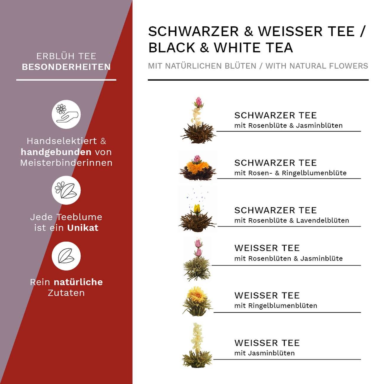 Creano Teeblumen Mix  Erblühtee in edler Geschenkbox - Weiß - Tee-hoch-n Teefachgeschäft Online-Shop