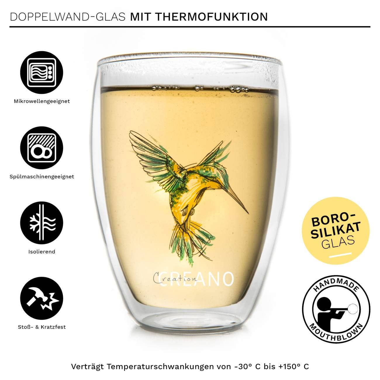6er Hummi Thermoglas  (rot, blau,grün,lila,gelb,orange) - Tee-hoch-n Teefachgeschäft Online-Shop