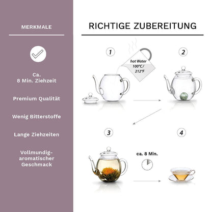 Creano 6 Teeblumen Erblühtee in edler Geschenkbox - Tee-hoch-n Teefachgeschäft Online-Shop