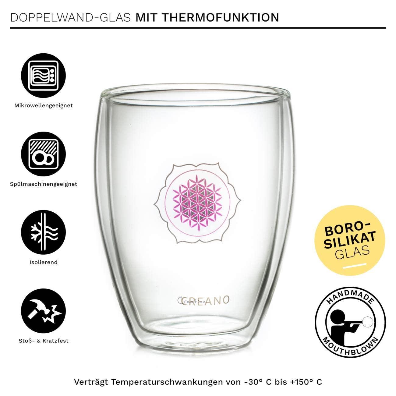 6er Set Blume des Lebens Thermoglas - Tee-hoch-n Teefachgeschäft Online-Shop
