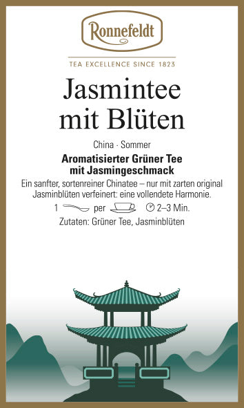 Jasmintee mit Blüten - Tee-hoch-n Teefachgeschäft Online-Shop