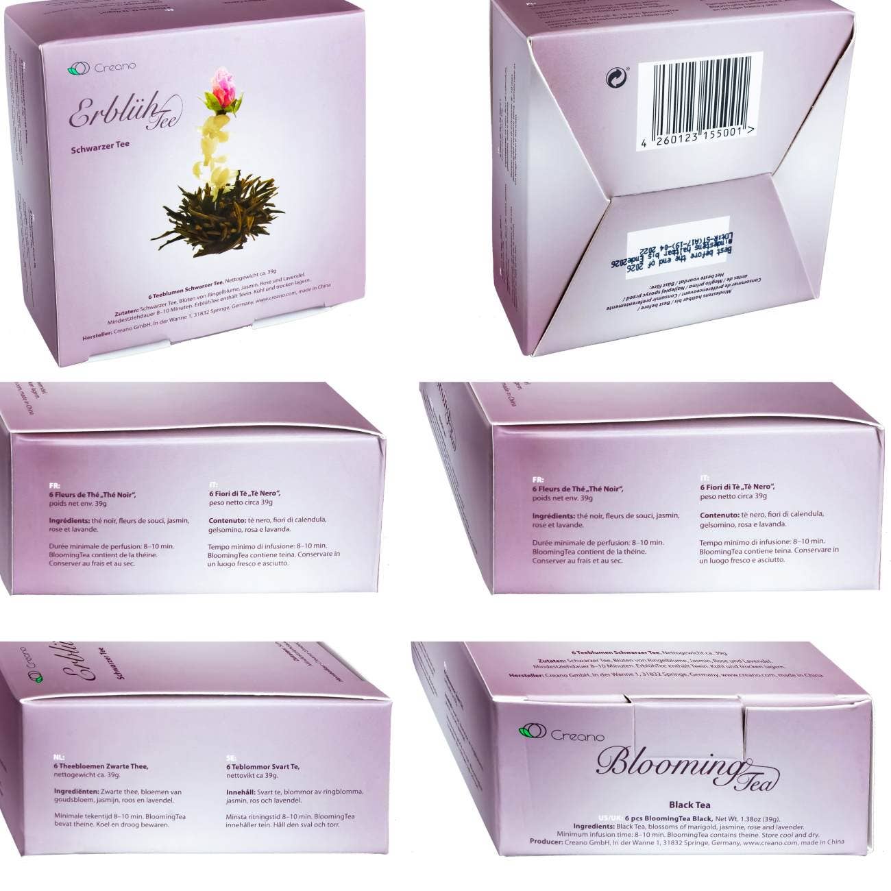 Creano 6 Teeblumen Erblühtee in edler Geschenkbox - Tee-hoch-n Teefachgeschäft Online-Shop