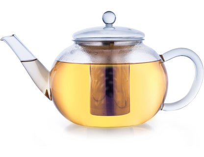 Glas Teekanne flach; 1,6 Liter - Tee-hoch-n Teefachgeschäft Online-Shop