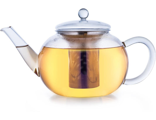 Glas Teekanne flach; 1,6 Liter - Tee-hoch-n Teefachgeschäft Online-Shop