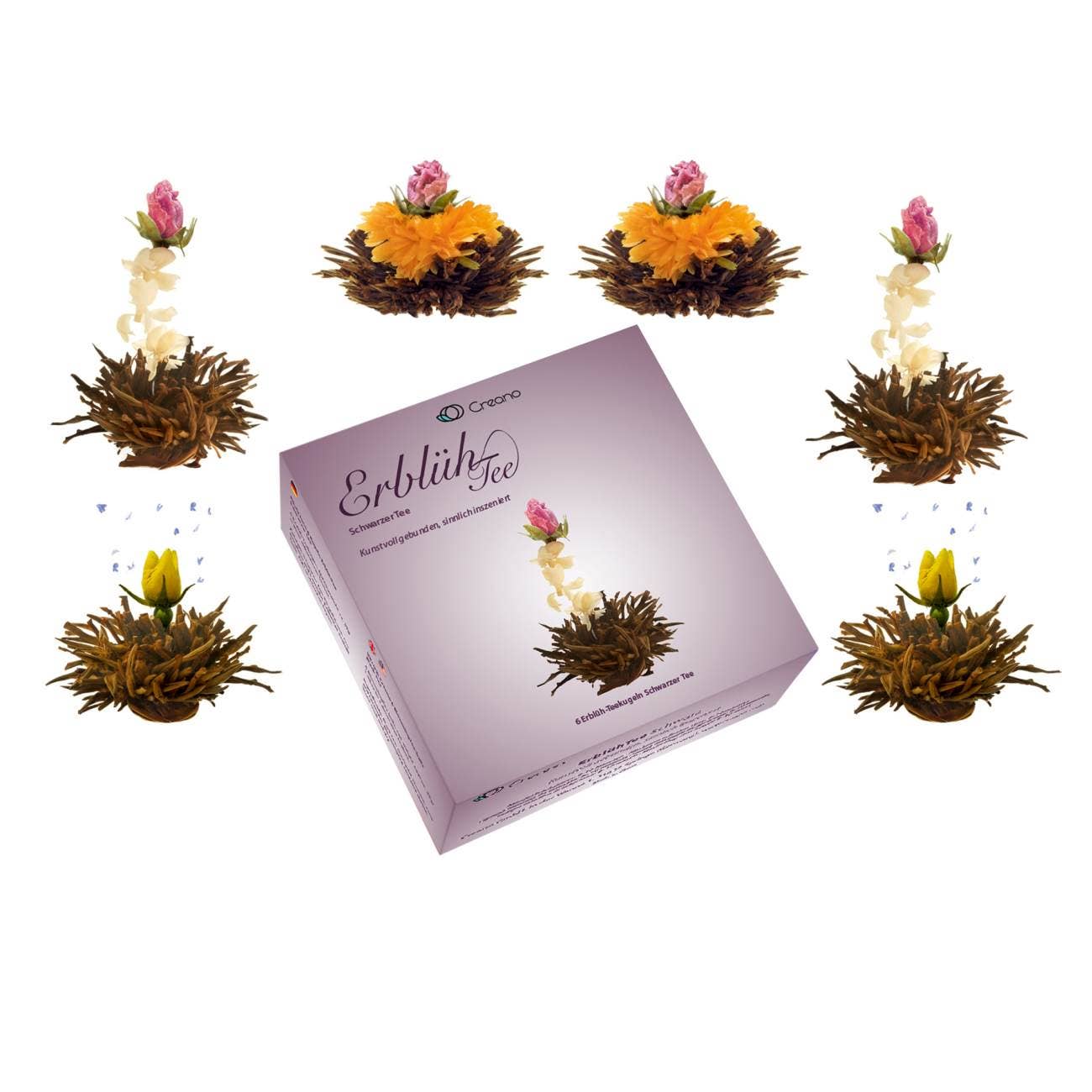 Creano 6 Teeblumen Erblühtee in edler Geschenkbox - Tee-hoch-n Teefachgeschäft Online-Shop