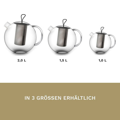 Teekanne Jumbo 2,0l mit Metall-Sieb - Tee-hoch-n Teefachgeschäft Online-Shop