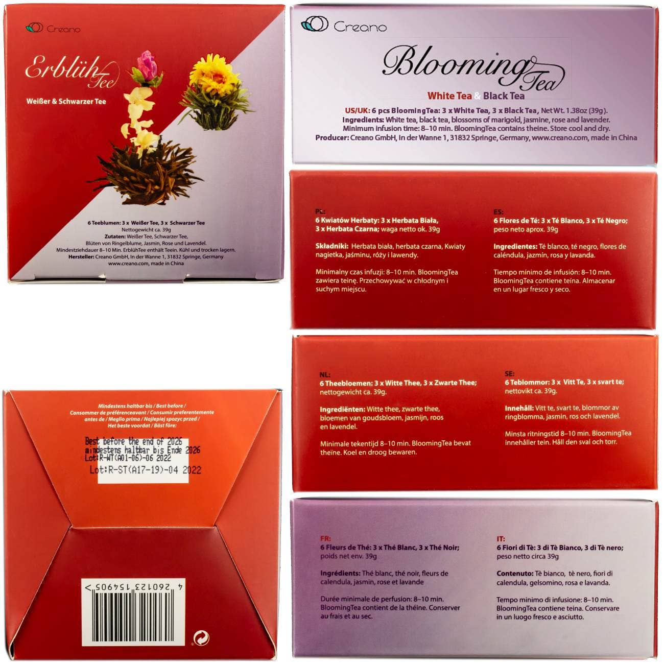 Creano Teeblumen Mix  Erblühtee in edler Geschenkbox - Weiß - Tee-hoch-n Teefachgeschäft Online-Shop