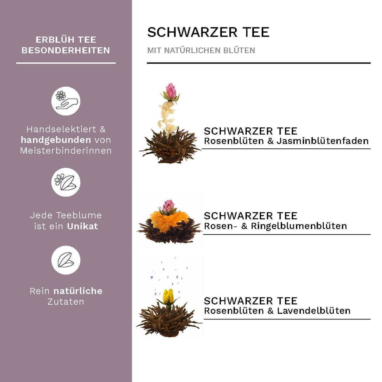 Creano 6 Teeblumen Erblühtee in edler Geschenkbox - Tee-hoch-n Teefachgeschäft Online-Shop